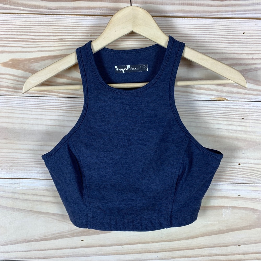 Outdoor Voices Crop Top Womens‎ S Blue Athena Racerback High Neck Athletic Yoga